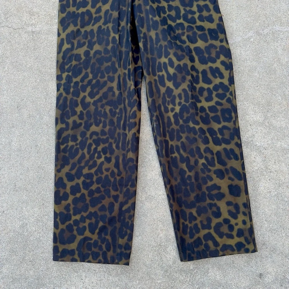 NWT Burberry Leopard Straight Leg Cotton Trousers Khaki Green Men's EU 46 US 36